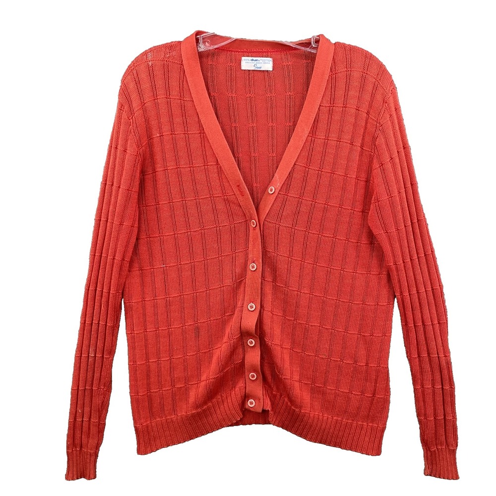 VTG Sears Cardigan Sweater Women's Medium Knit V- Neck Corpcore Preppy Academia